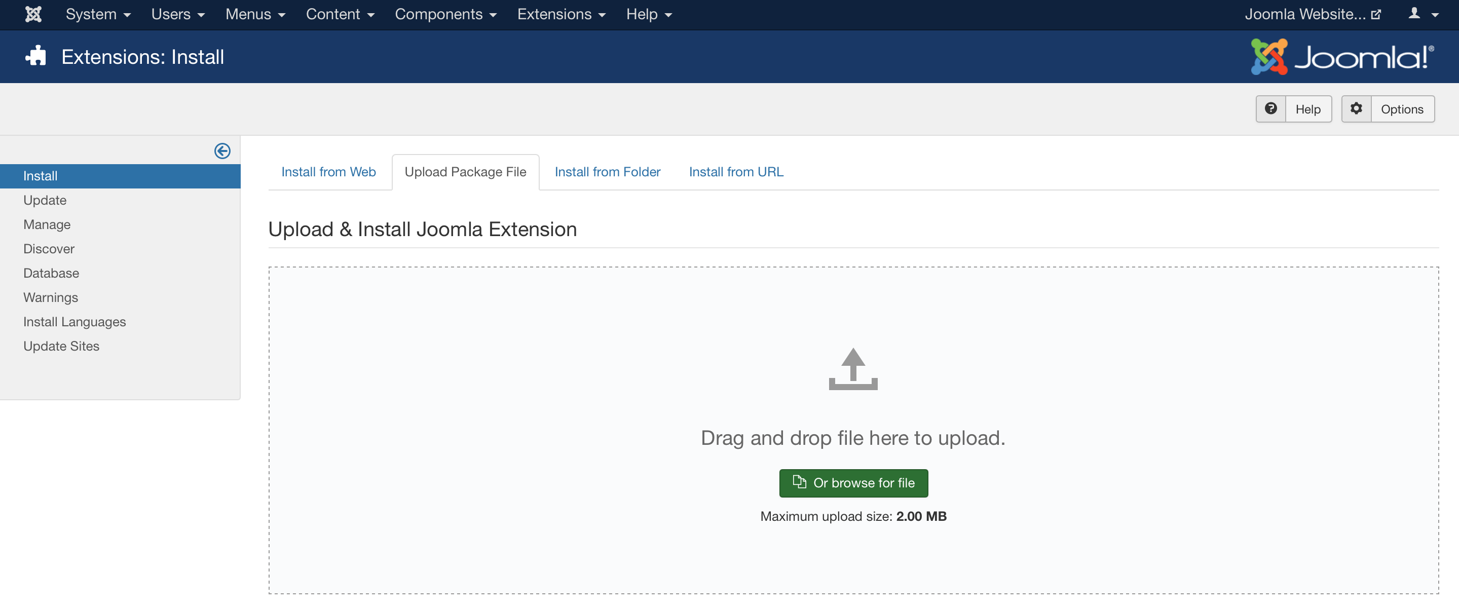 Upload Joomla Extension