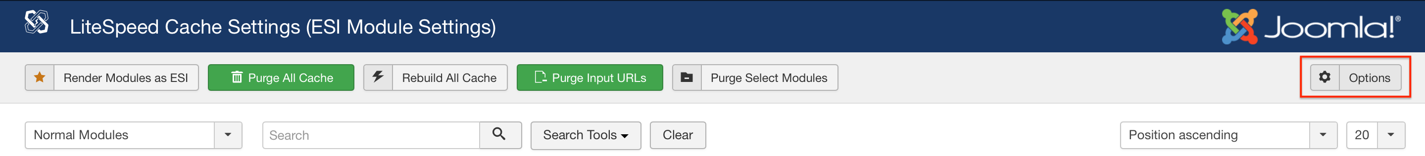 LiteSpeed Joomla options
